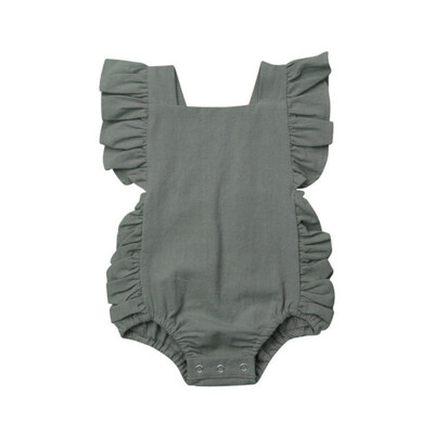

Newborn Baby Girl Rompers Jumpsuits For Girls Clothes Summer Ruffled Solid Color Sleeveless Backless Romper Jumpsuit Outfit