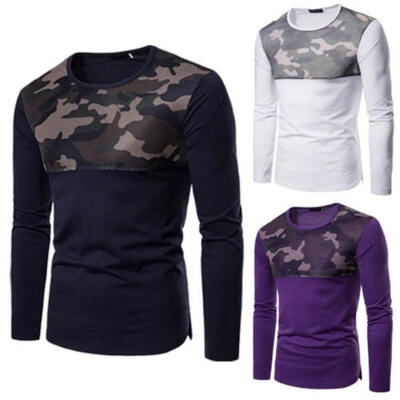 

Men Slim Fit Camo Long Sleeve Gym Muscle Tee Shirt Casual T-shirt Tops Blouse