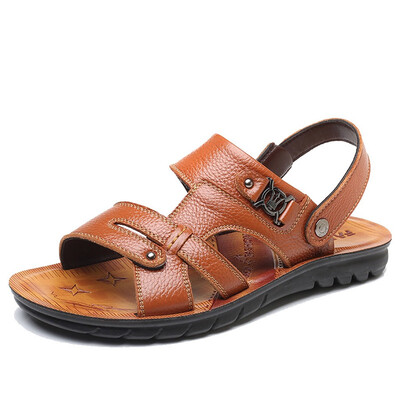 

2019 new man shoes solid color Open toe Mens Summer Sandals Casual Beach Shoes Non-slip Sandals And Slippers walk shoes
