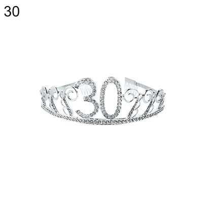 

304050 Years Old Sparkling Rhinestone Number Hollow Tiara Birthday Party Crown