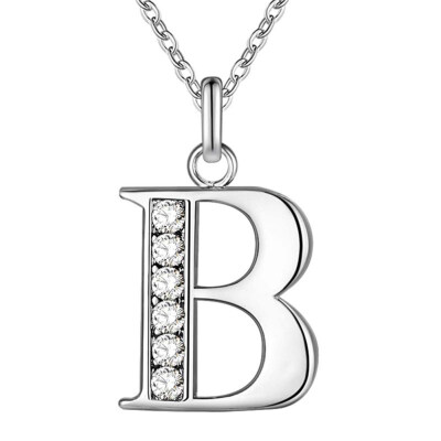 

Simple Shiny Zircon 26 English Letters Pendant Women Men Thin Necklaces Jewelry