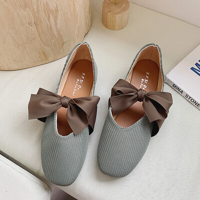 

Single-shoe womens summer grandmas shoes flat-bottom bow light-on shoes summer fairys soft shoes