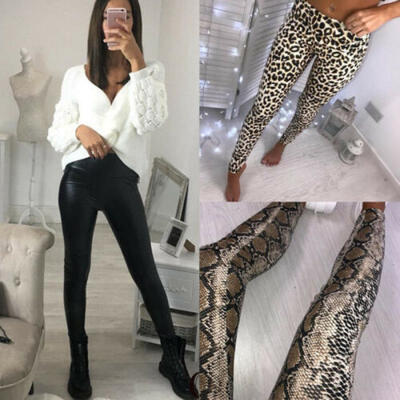 

US Lady Womens PU Leather Pants Stretchy Push Up Pencil Skinny Tight Leggings