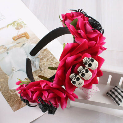 

Halloween The Dead Flower Crown Headband Womens Horror Foam Skull Hair Hoop