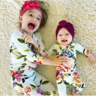 

UK Newborn Kid Baby Girl Clothes Floral Top T-shirt Pants Headband Outfit Autumn