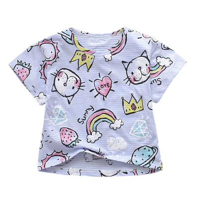 

Childrens Baby Clothing Short Sleeve Round Neck T-shirt Cartoon Pattern Kids T-Shirts Cotton Breathable Girls Boys Clothes