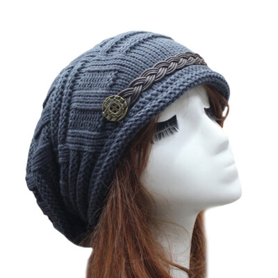 

Woman Winter Bonnet Hat Female Knitted Crochet Casual Cap Beanies For Women Solid Color Hat