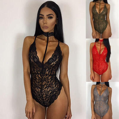 

Women Sexy Lace Dress Lingerie Nightwear Babydoll Sleepwear Underwear Choker Bodysuit -2XL