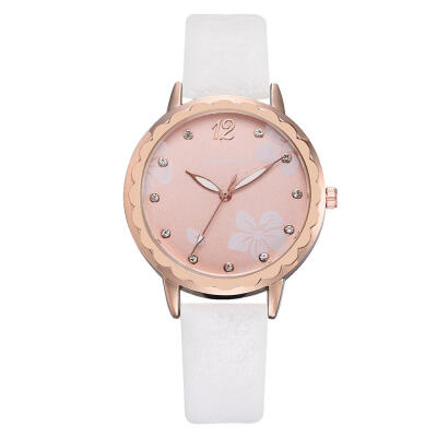 

New Product Womens Watches Fashion Digital Dot Flower Dial Ladies Quartz Wristwatch Leather Strap Clock Bayan Kol Saati50