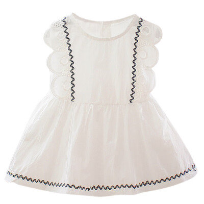 

2019 Casual Summer Baby Girl Dress Cotton Solid Color Dresses 0-24M Toddler Baby Girl Clothes