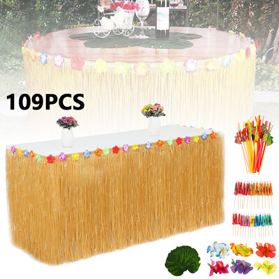 

109pcs Table Skirt Artificial Flower Set Tropical Hawaiian Flower Necklaces Floral Suit Farmhouse Decor Christmas Wreath
