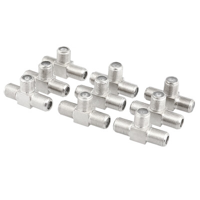 

British F Type Whorl One Female to Two Female Connector Three WaysAdapter TV Cable T-Shape Splitter Signal One to Two 10PCS