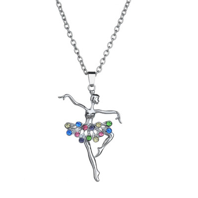

Fashion Lady Ballerina Pendant Necklace Rhinestone Charm Jewelry Xmas Gift