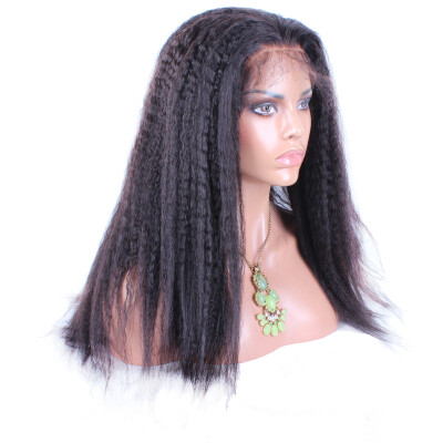 

Dolago 150 Density Kinky Straight 360 Lace Frontal Wig Pre Plucked With Baby Hair Indian Italian Yaki Lace Front Human Hair Wigs