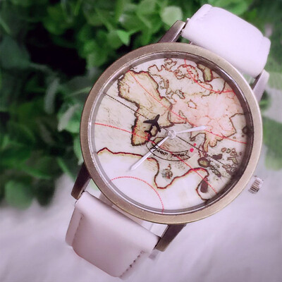 

Explosion models rotating small aircraft second hand chart plate bronze case denim canvas strap men&women watch