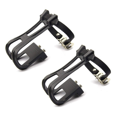 

Bicycle Road Bike Black Mountain Bike Toe Clamps With plastic Handles For Bicycle Pedal Detachable reflector
