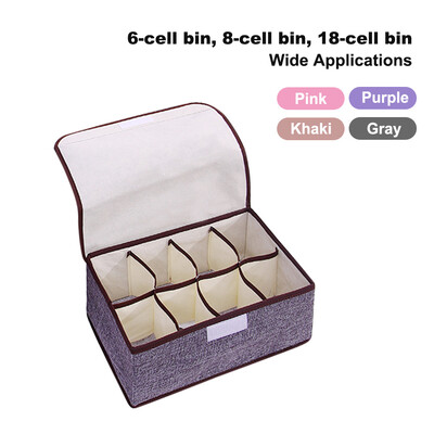 

Organizer Box 6818 Cell Bin Cotton Linen Underwear Box Saving Space Foldable Washable Multipurpose Receiving Box for Home Use