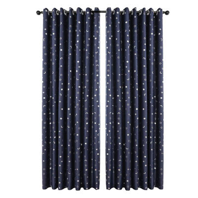 

Stars Moon Bronzing Pattern Shading Sliding Curtains Home Blackout Curtain