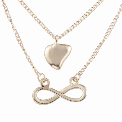 

Sparkling infinite love Love Heart Pendant Necklace multilayer necklace Gold-color Statement Necklace Women Jewelry