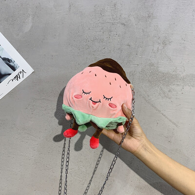 

Tailored Women Cartoon Fruit Plush Messenger Bag Fur Chain Bags Cute Fluffy Sling Bag