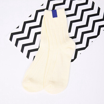 

1Pair Thick Warm Women Socks Solid Color Striped Autumn Winter Cotton Tube Socks