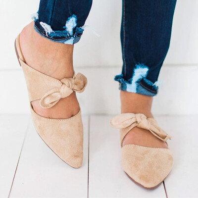 

Rose Women Summer Casual Pointed Bow Slippers Shoes Beach Slippers Sandals Shoes