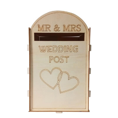 

DIY Wooden Wedding Mailbox Post Box with Lock Rustic Hollow Gift Card Holder for Reception Wedding Anniversary Party Decoration