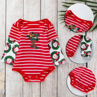 

US Newborn Infants Baby Boy Girls Christmas Romper Playsuit Cotton Clothes 0-24M