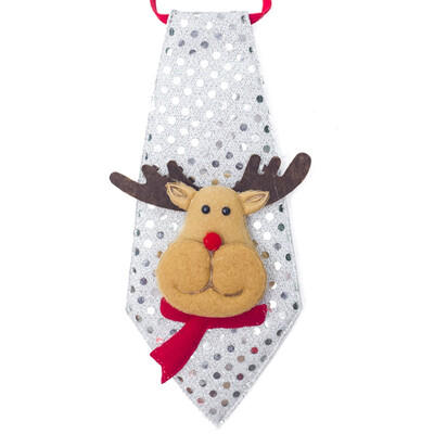 

New Christmas Children Sequins Decorated Tie Santa Claus Deer Snowman Kids Gifts