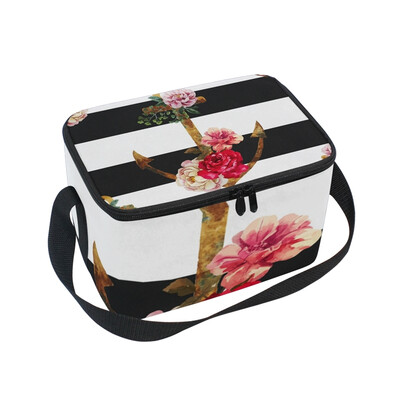 

Lunch Box Insulated Lunch Bag Large Cooler Nice Anchor Pattern Tote Bagfor Kids Men Women