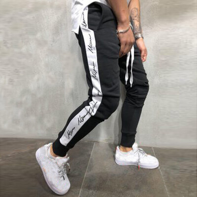 

Gobestart Mens Autumn Winter Joggers Patchwork Casual Drawstring Sweatpants Trouser Pants