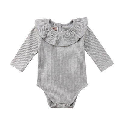 

Newborn Toddler Baby Girls Long Sleeves Bodysuit Lotus Leaf Collar Outfits