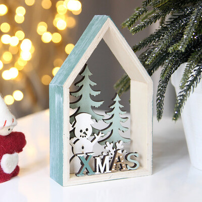 

〖Follure〗Christmas Gift Desk Wooden Cabin Decoration Macaron Style Chalet Home Decoration