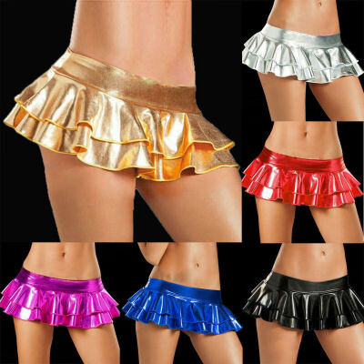 

Ladies Girls Sequin Neon Mini Skirt 80s Dance Club Fancy Women Frill Short