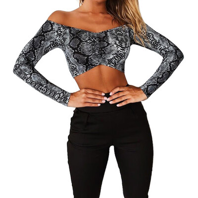 

Casual Slash Neck Loose TOPS Summer Shirt Women Sexy Long Flare Sleeve Fashion Leopard Print sexy Off Shoulder Top