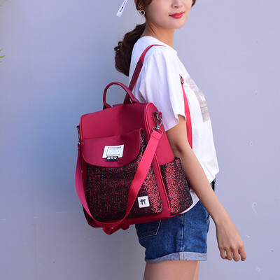 

Fashionable travel double-shoulder bag womens backpack canvas anti-theft womens large-capacity schoolbag