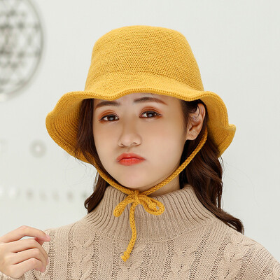 

Korean fashion ladies bow tie wool basin cap Joker daily shopping trip fisherman hat factory outlet
