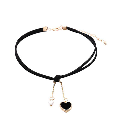 

Gothic Jewelry Handmade Heart Pendant Velvet Chain Lock Key Choker Necklace For Women
