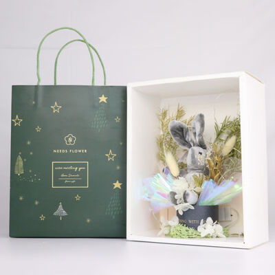 

Wishing Light Rabbit Decor Light Dry Flowers Gift Box Home Garden Festive Party Supplies Artificial Decorations