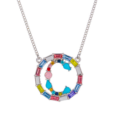 

Letter Fashion Multi-color Zircon Charm Circle Pendant Necklace Necklaces Birthday Jewelry Christmas Gifts