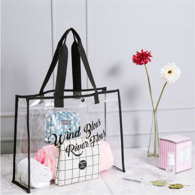 

Siaonvr Wind Blows River Flows Clear Plastic Tote Bag Women Transparent PVC Handbag Zip