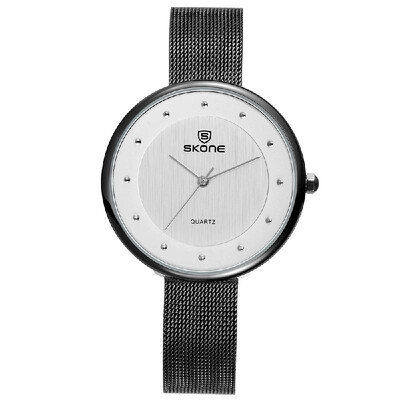 

SKONE 3ATM Water-resistant Wristwatch Fashion Casual Womens Watches Luxury Steel Mesh Band Ultra Thin Ladies Quartz Watch Relogio