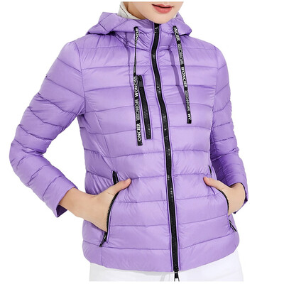 

Toponeto Women Casual Light Outerwear Solid Hooded Zippers Pocket Coat Down Jackets