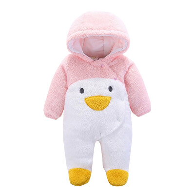 

Baby Rompers Winter Thick Climbing Girls Boy Clothes Newborn Boys Girls Warm Jumpsuits Cartoon Penguin Baby Hooded Overalls