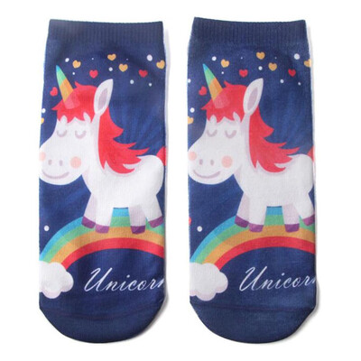 

Kids Girls Boys Print Cartoon Unicorn Short Socks Suitable For Child Aged 6-12