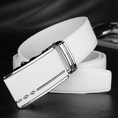 

White belt male youth leather automatic buckle belt mens high-end casual pants belt spot