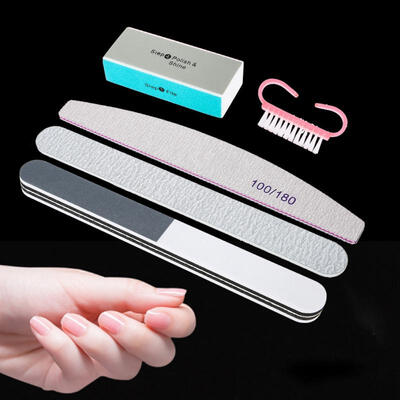 

Greensen 5pcsSet Nail Files Powder Brush Durable Buffing Grit Accessories UV Gel Polish Tools