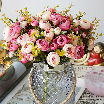 

5 Branches 10 Heads Simulated Camellia Flower Wedding Party Home Decoration