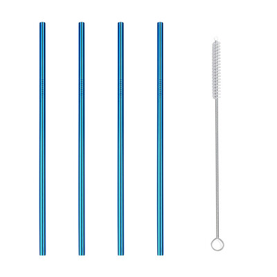 

Toponeto 4 Straight Reusable Drinking Straws Metal Stainless Steel Eco-Friendly 105in