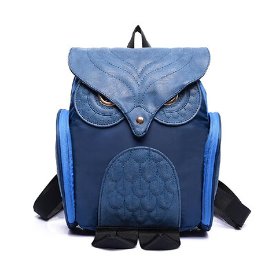 

New Fashion Women Owl Shape Backpack Flap Over Zipper Pocket Solid Color Satchel Student Bags